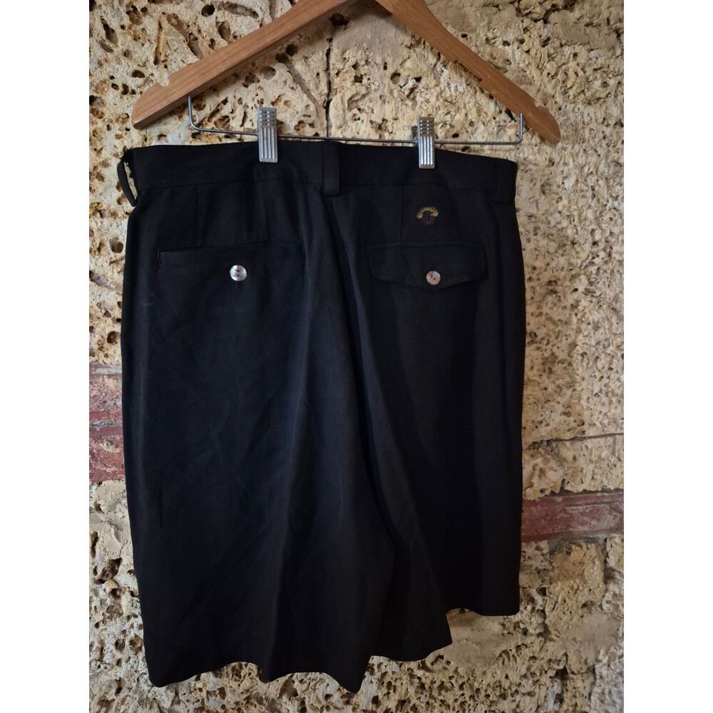 Vintage 2001 Tommy Bahama Women's 14 Black 100% Silk Pleated Bermuda Shorts